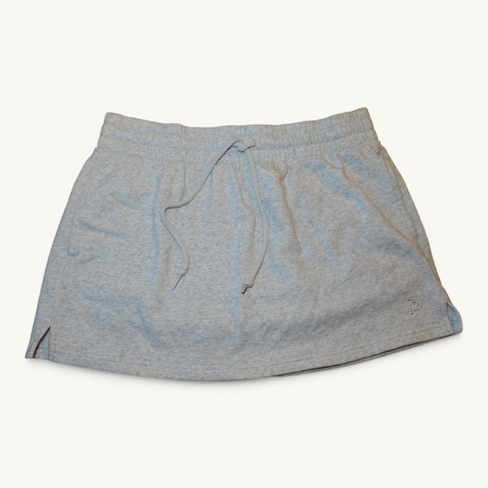 PINK Heather Gray Fleece Drawstring Mini Skirt M